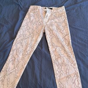 J Brand pink/grey snakeskin jeans, size 27, distressed cuffs